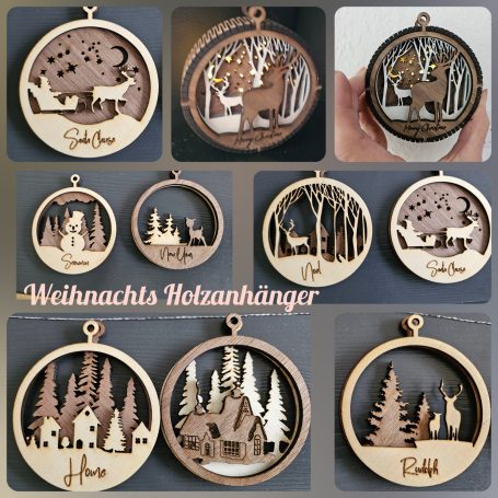 Edle Holz Weihnachtbaum Anhänger